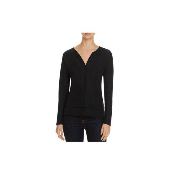 Sanctuary Tops - Sanctuary Women Hanna Knit Split Collar Pullover Top Black Size XS